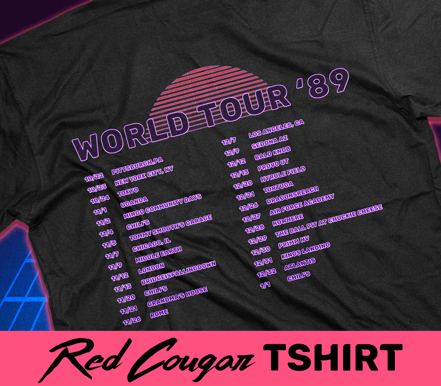 Red Cougar WORLD TOUR '89 Tee